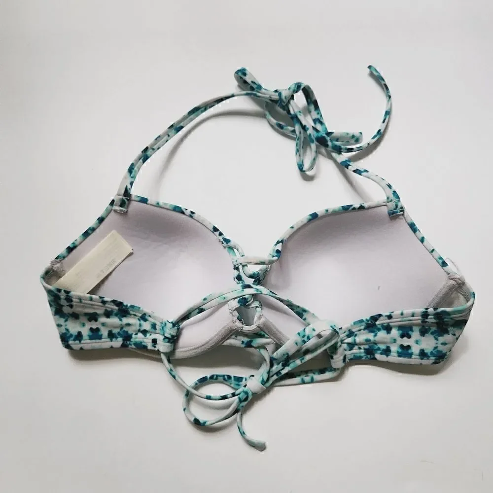 Hollister Swim Blue & White Tie Dye Bikini Size 36B Top & Large Bottom